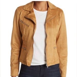 NWOT - Camel / Burnt Orange Faux Suede Jacket w/ Zippers - L